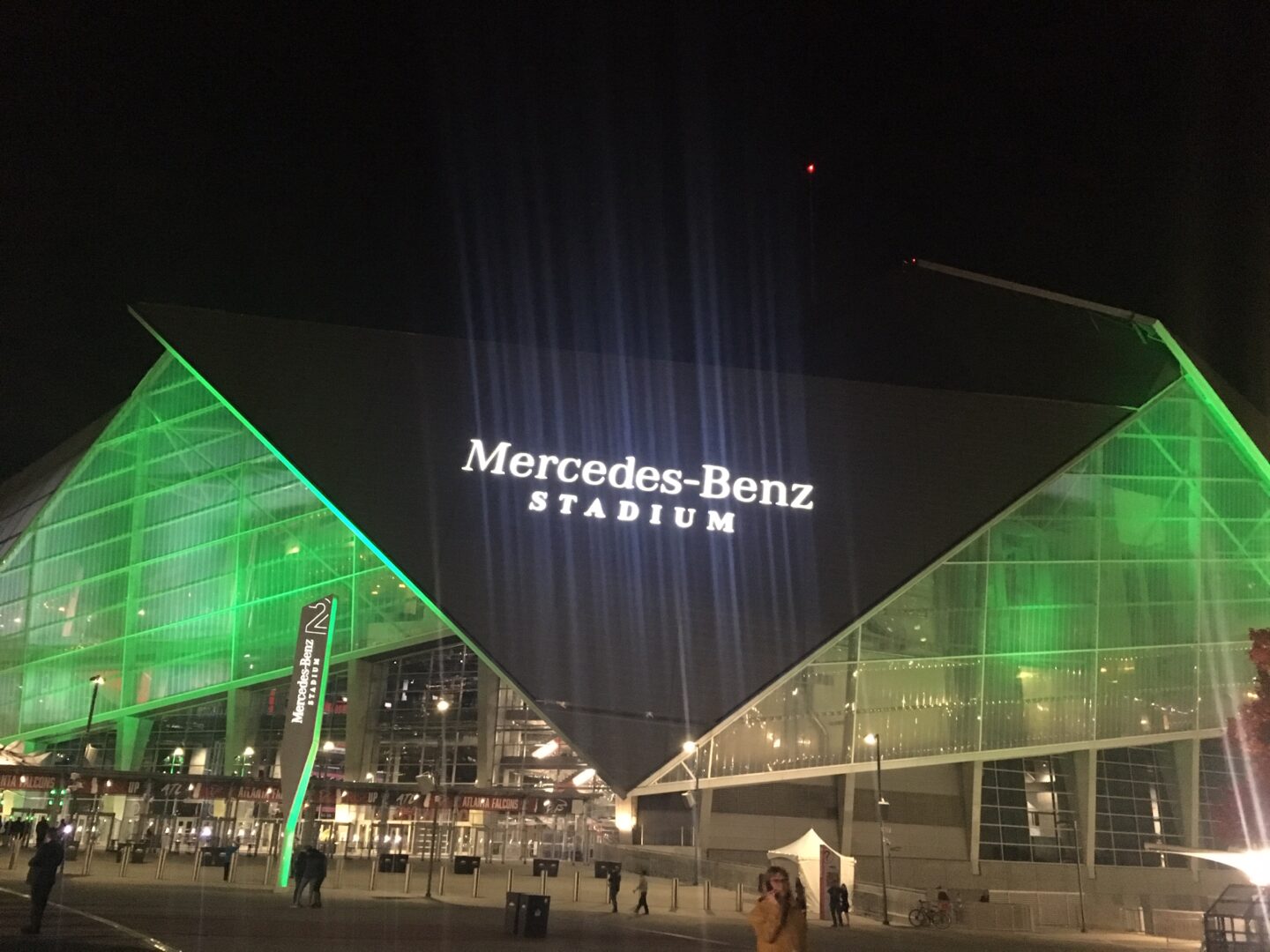 Mercedes-Benz Stadium Lit Green